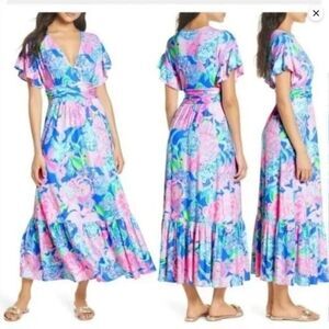 Lilly Pulitzer Floral Peony For Your Thoughts Maxi Midi Jessi Dress